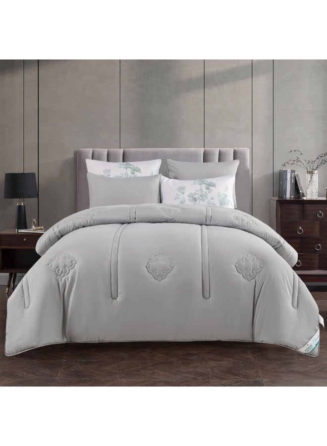 Donetella Bedding Comforter Set, King Size Fits 200x200 cm - 6-Pcs Digital Print Quilted Bed Set, Microfiber Fabric - 1 Comforter, 1 Fitted Sheet, 2 Pillow Shams, 2 Pillowcases - Image 1